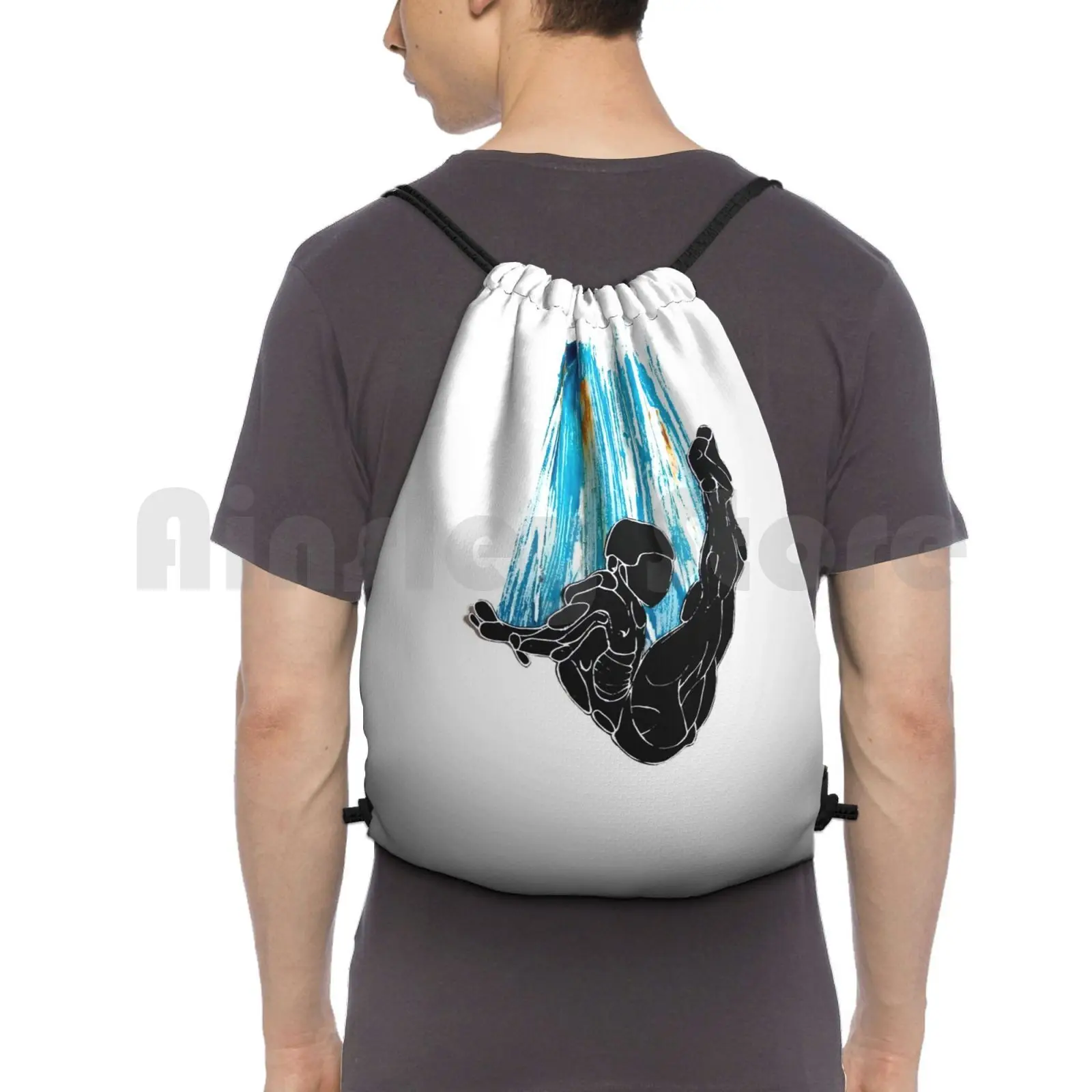 

Waterfall Diver Backpack Drawstring Bags Gym Bag Waterproof Waterfall Diver Sport Swimmer Swimming Water Sports Athlete