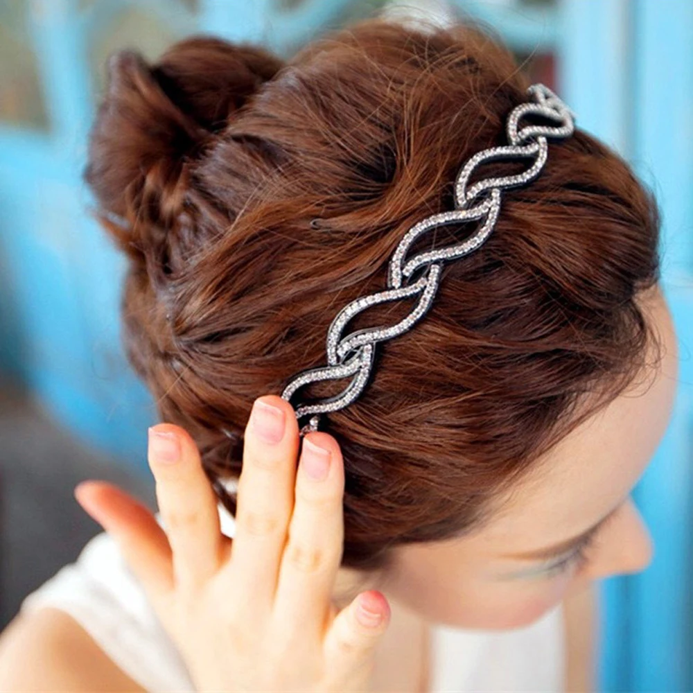 

Стразы с листьями и зубчиками, обруч для волос, модная простая Женская пластиковая повязка на голову, аксессуары для волос, макияж