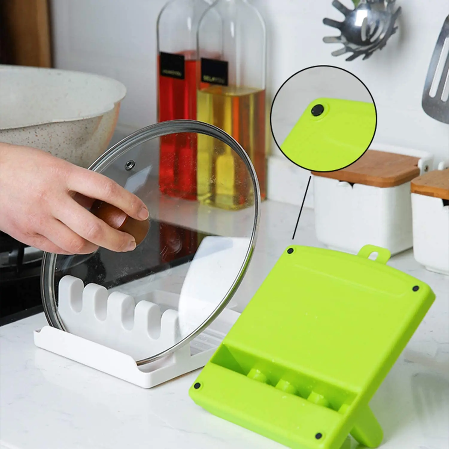 

New Kitchen Wave Shaped Pots And Pans Storage Rack Spoon Rack Pot Cover Rack Kitchen Accessories