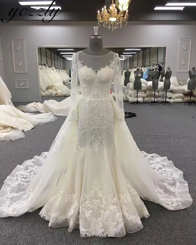 Vestido De Noiva 2019 сексуальное кружевное свадебное платье со съемной юбкой одежда с