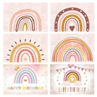 Радужный Розовый фон в стиле бохо для дня рождения, милая девочка, праздничный фон для фотосъемки, баннер для фотостудии