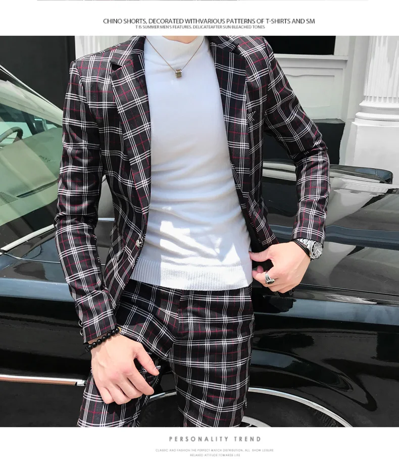 Мужской Клетчатый костюм, костюм до лодыжки, Homme Mariage Cofee, в синюю полоску, в клетку, элегантный Trajes De Hombre Novio, клетчатый костюм для мужчин