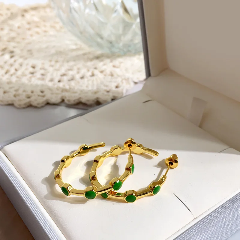 

Hoop Earrings for Women New Fashion Gold color Luxury Royal Blue Charms Hoop Earrings Girl Birthday Gift Earring Drop Shipping