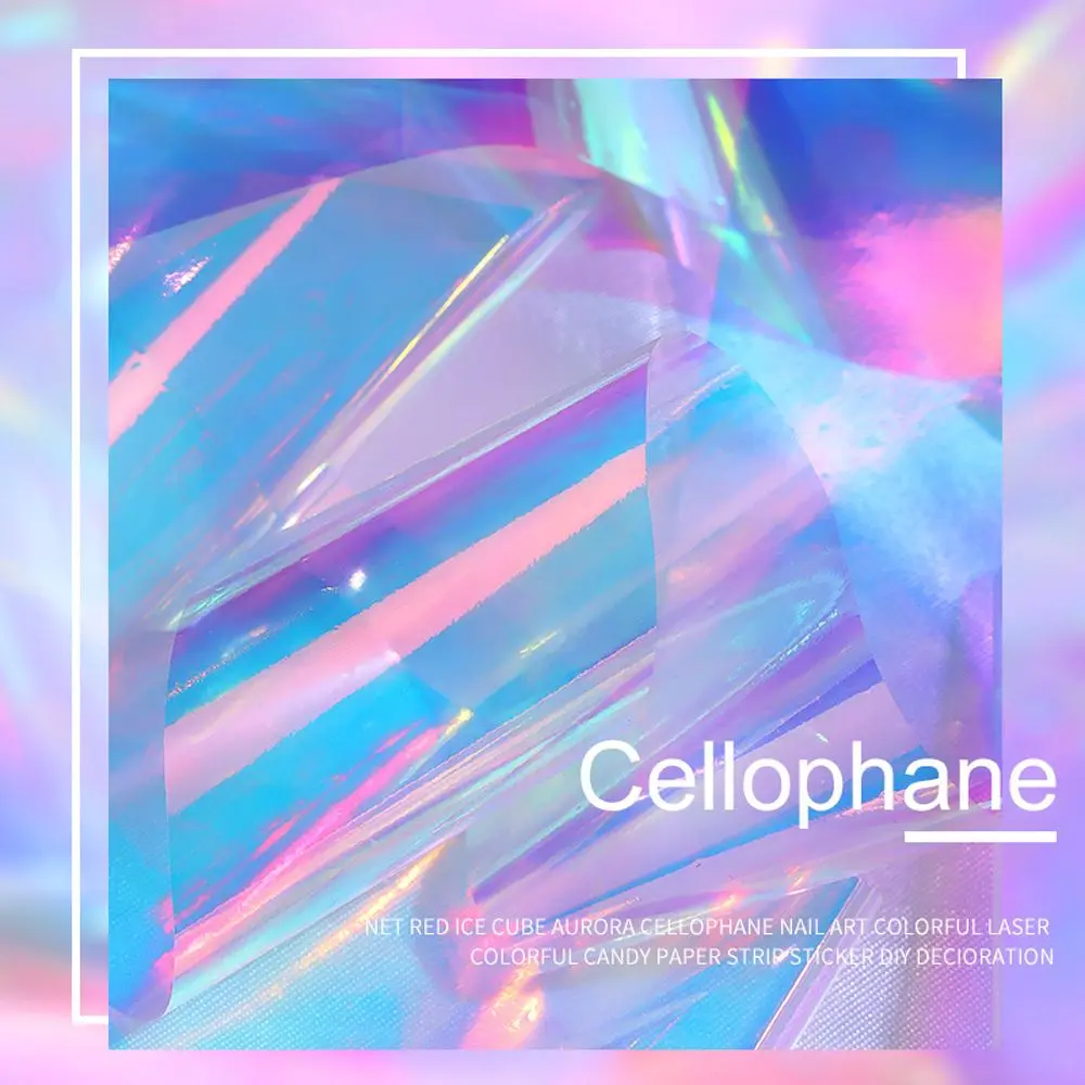 Японский дизайн ногтей Аврора Лед Куб целлофан большая красочная переводная