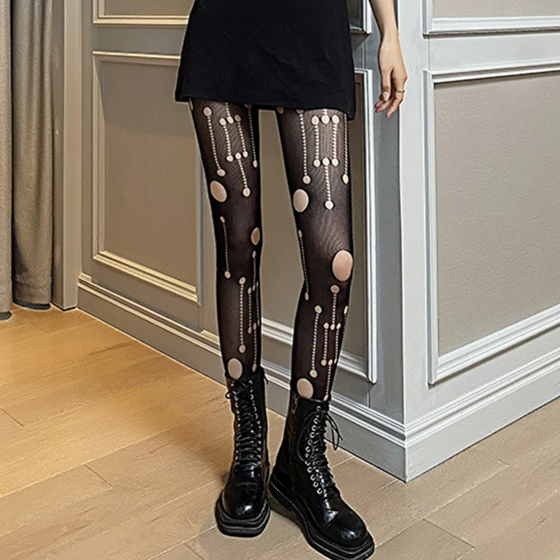 

1 шт., женские нейлоновые колготки с принтом в виде сердца