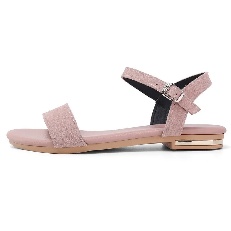 Сандалии на плоской подошве женская летняя обувь из коровьей замши модная