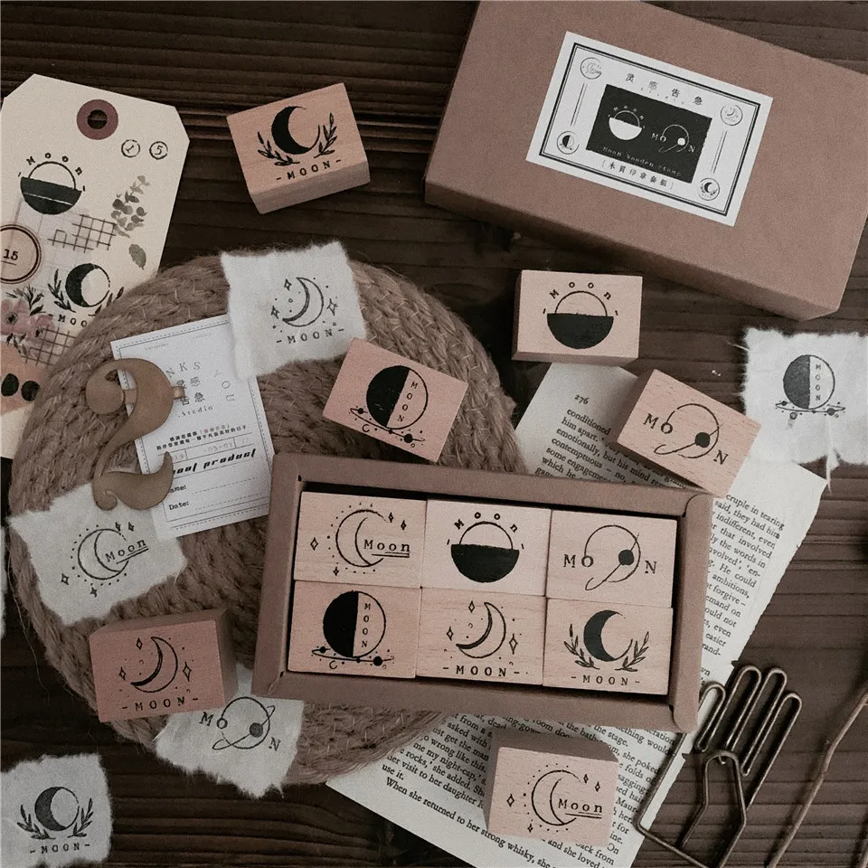 Ретро Луна планеты Новое поступление 2019 деревянные наборы штампов печать для DIY