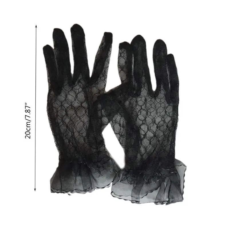 

Bridal Lace Net Yarn Gloves Wrist Length Gloves Finger Short Wedding Accessories