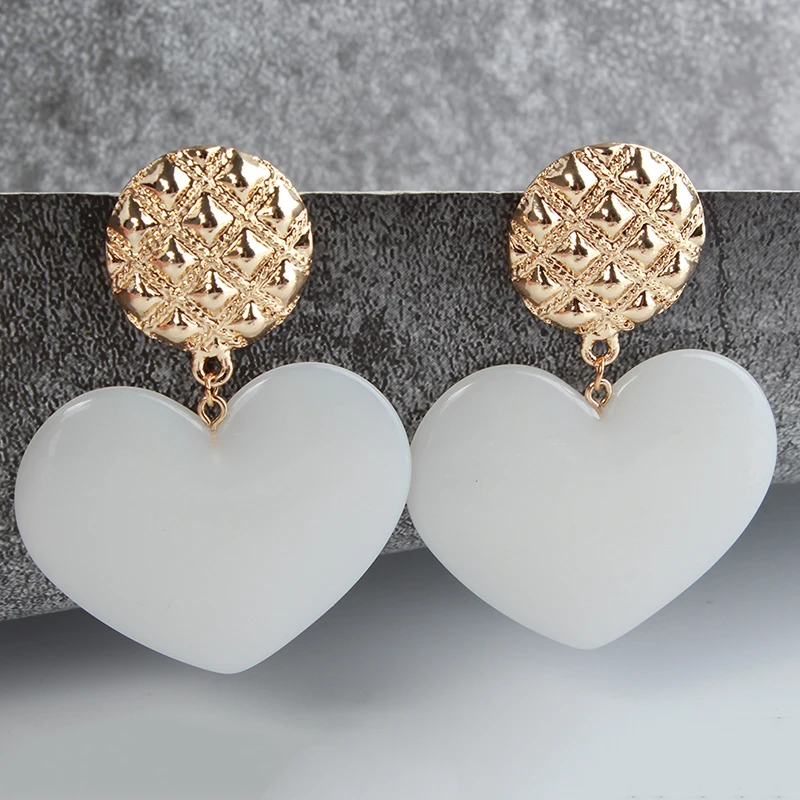 Женские серьги в форме сердца большие розовые женские винтажные геометрические