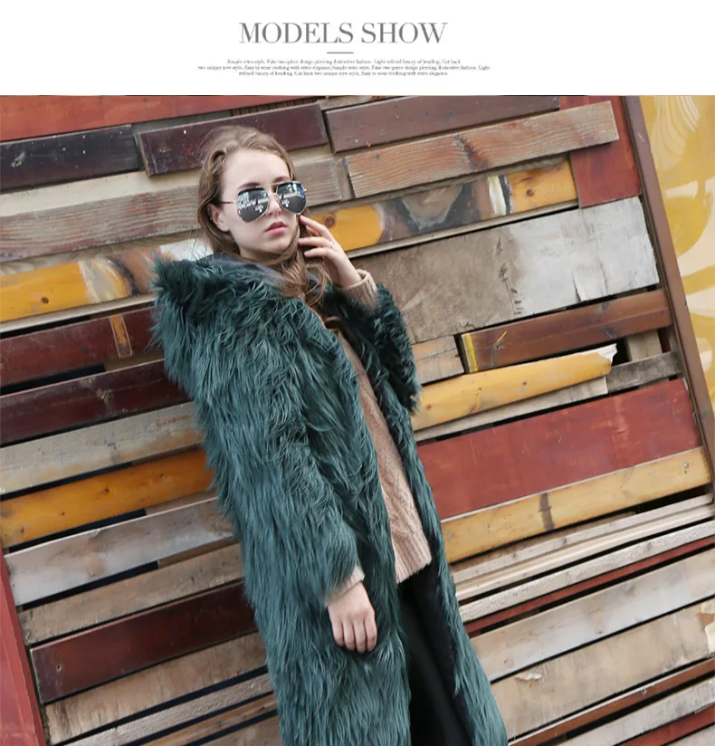 Europe and America Fur New Special European Station Sells Fur Hooded Coat Long Coat Hooded Women's Clothing.