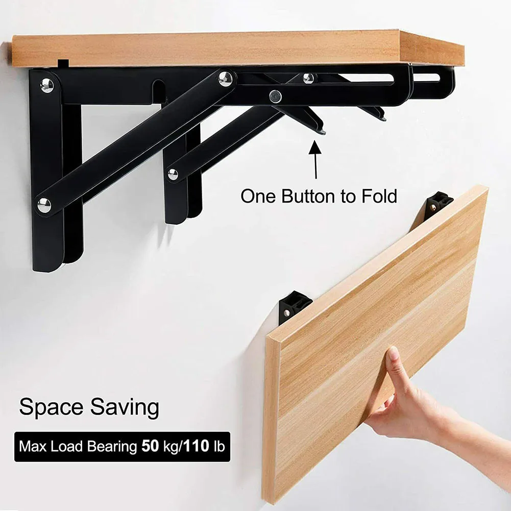 

2pcs Caravan Folding Bracket Motorhome RV Stainless Steel Table Shelf Campervan Black stand Space Saving DIY Bracket Table Shell
