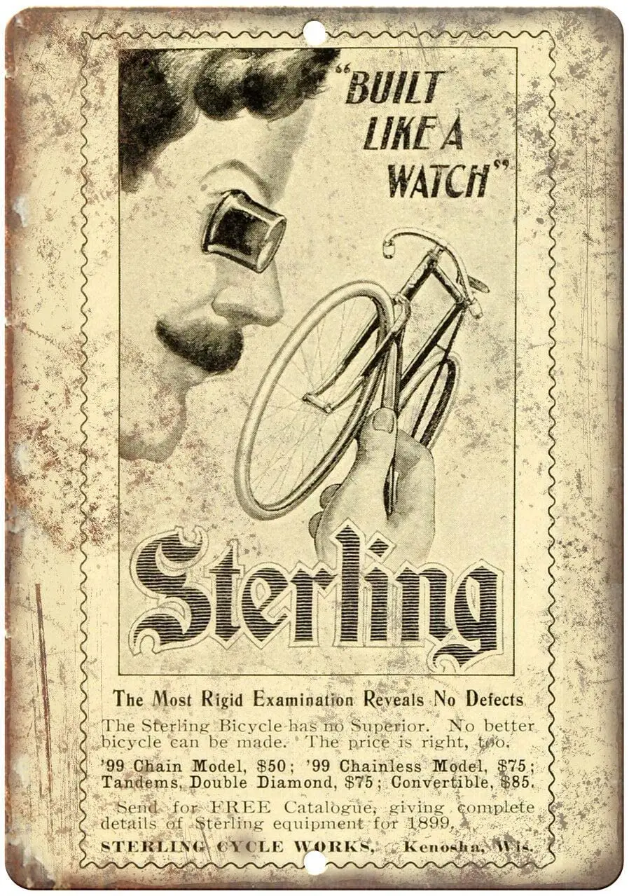 

Sterling Bicycle Vintage Decor Signs 12x8 Inch Metal Tin Sign