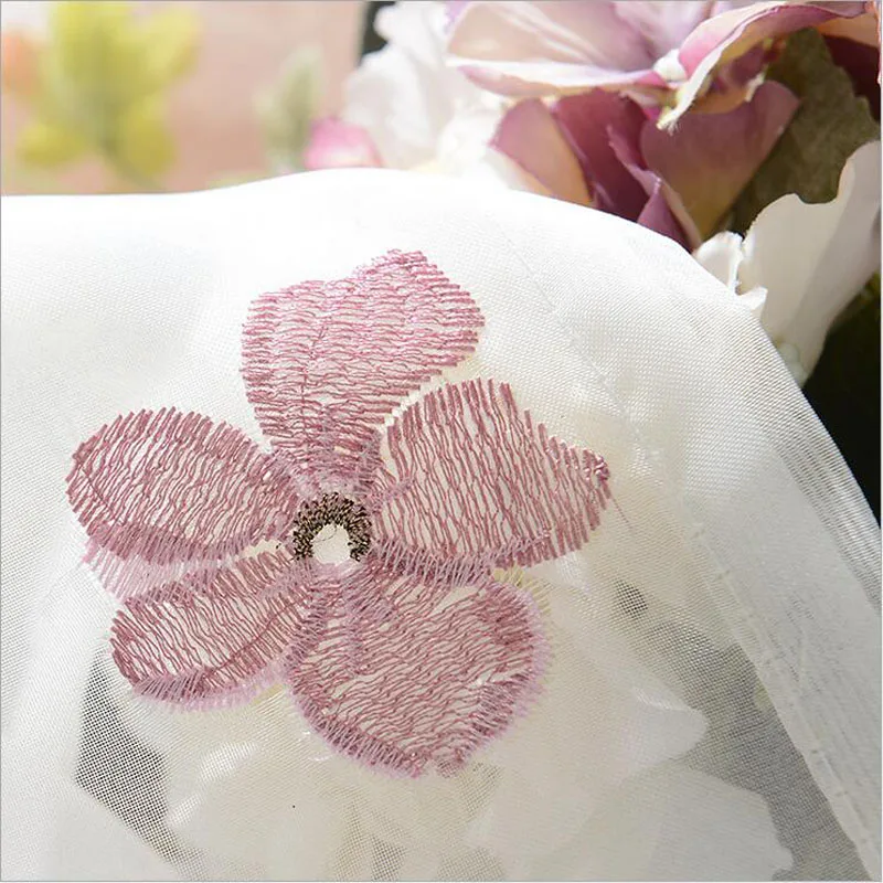 Романтичные тюлевые шторы с вышивкой и розовым цветком вишни на окна для спальни