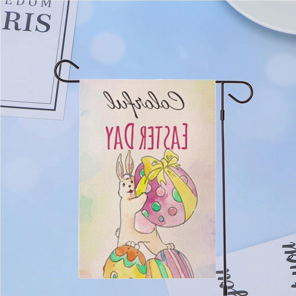 

1PC Easter Garden Flags Decor Linen Cloth Garden Flags Cartoon Printed Garden Flags Decor Waterproof Easter Garden Flag Thickeni