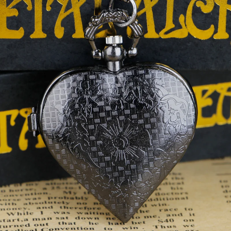 Черные кварцевые карманные часы-брелок в форме сердца | Наручные часы