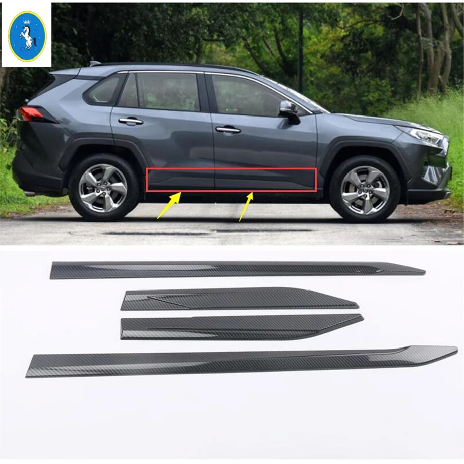 

Auto Accessory Outside Door Body Molding Bottom Strip Streamer Cover Trim For TOYOTA RAV4 RAV 4 XA50 2019 2020 2021 ABS