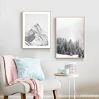 Черно-белая Скандинавская картина со льдом, снегом, гор, абстрактный пейзаж, искусство на стену, домашний декор, модульные картины