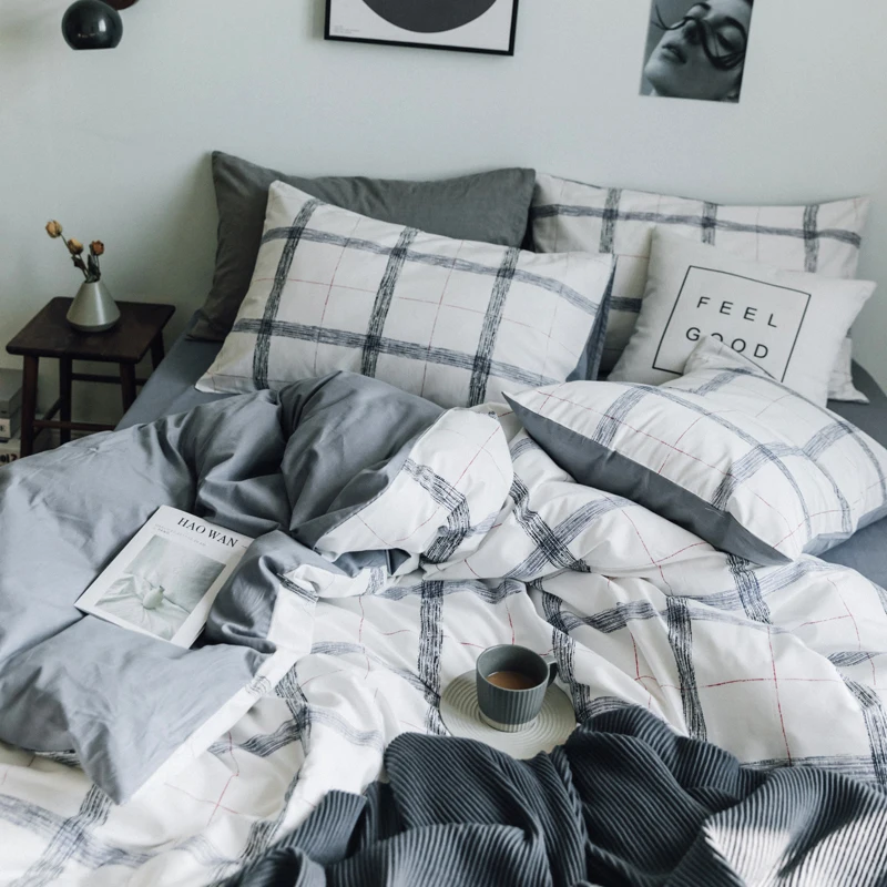 

Nordic Modern Bedding Set Simple Winter Cotton Bed Cover Pillowcases Twin Bedding Set Ropa De Cama Home Textile DB60CD