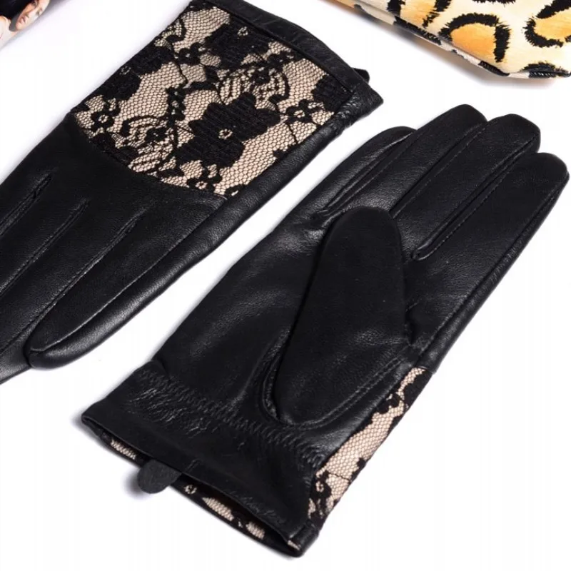 

Brand Elegant Luxury Womens Sheepskin Party Gloves Warm Winter Lace Ladies Gloves High Quality Genuine Leather Gloves Eldiven