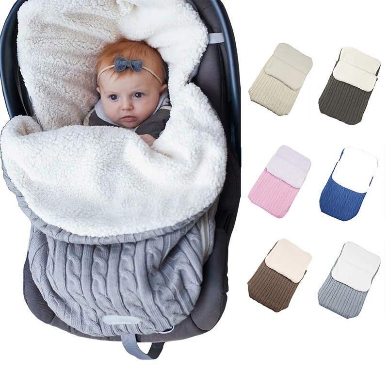 Saco Sacos de dormir para beb&eacute;s dormir c&aacute;lido para reci&eacute;n nacido, para cochecito, accesorios para ni&ntilde;os, saco grueso de punto para dormir-0