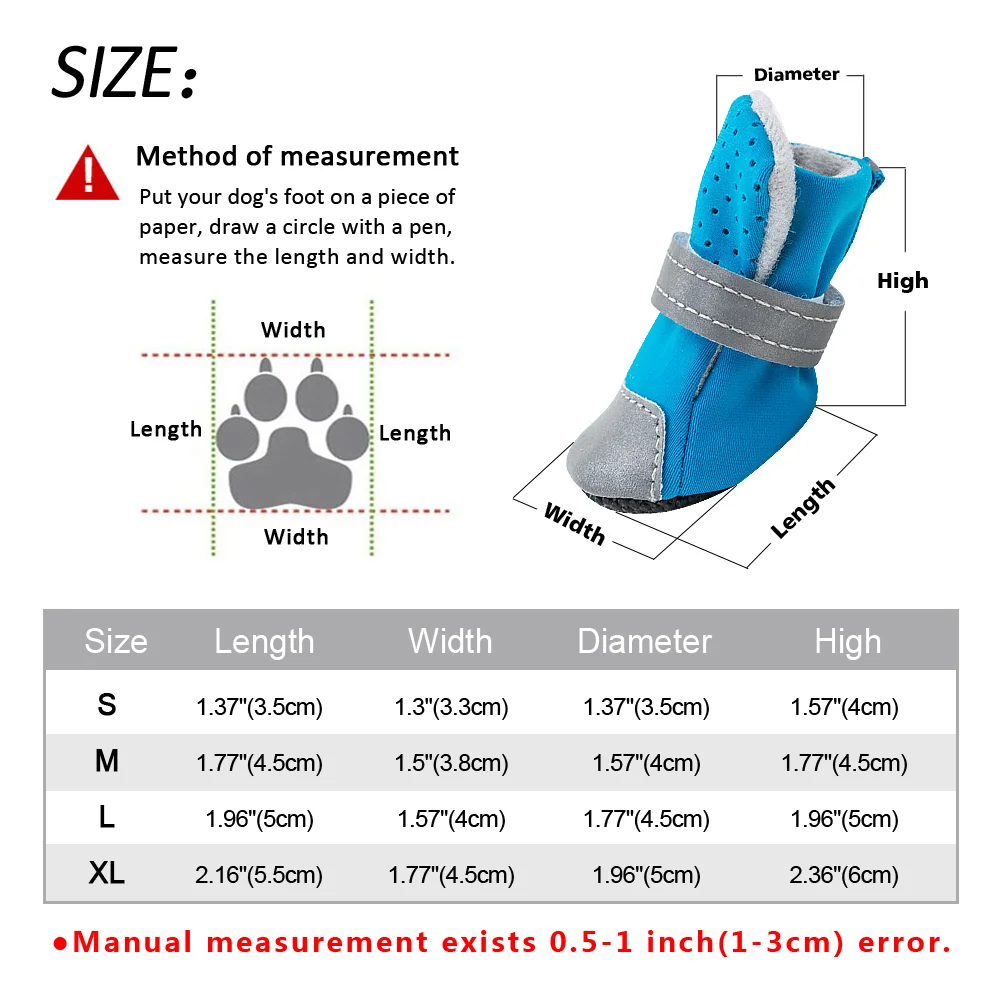 

Waterproof Dog Cat Shoes Winter Warm Dog Puppy Socks Reflective Anti-Slip Rain Snow Pet Boots Paw Protecters For Small Dogs