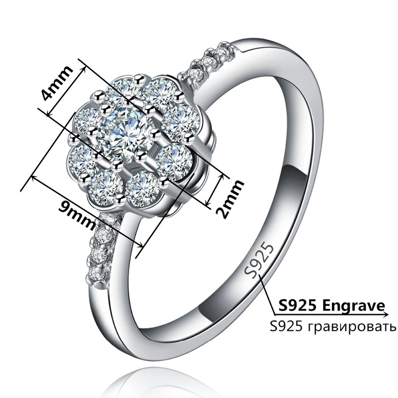 Обручальные кольца для женщин в форме цветка из белого золота с фианитами