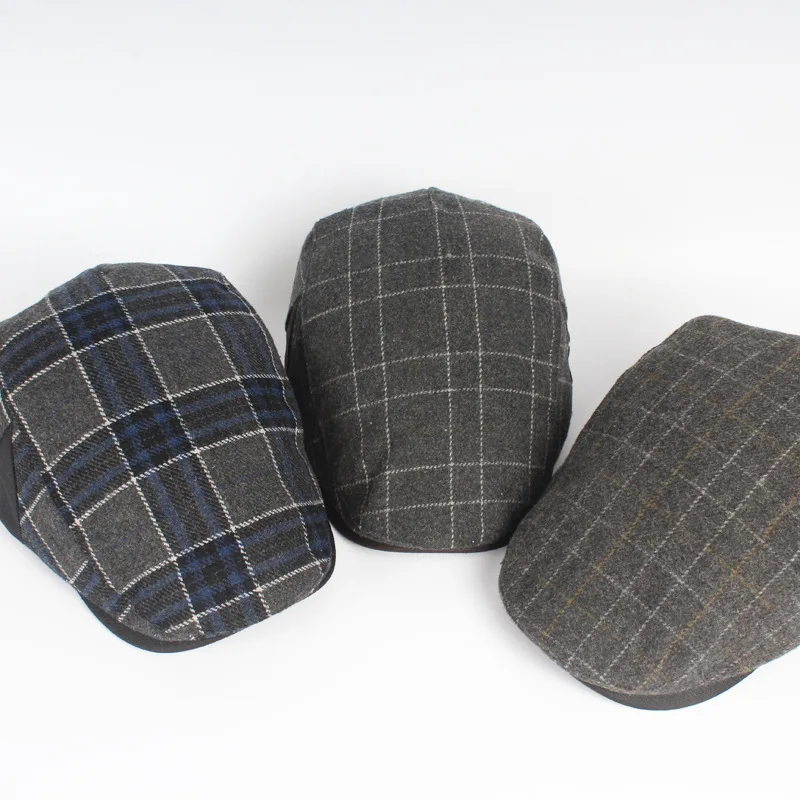 

Men's cotton plaid beret women's leisure travel cap middle-aged and elderly cap