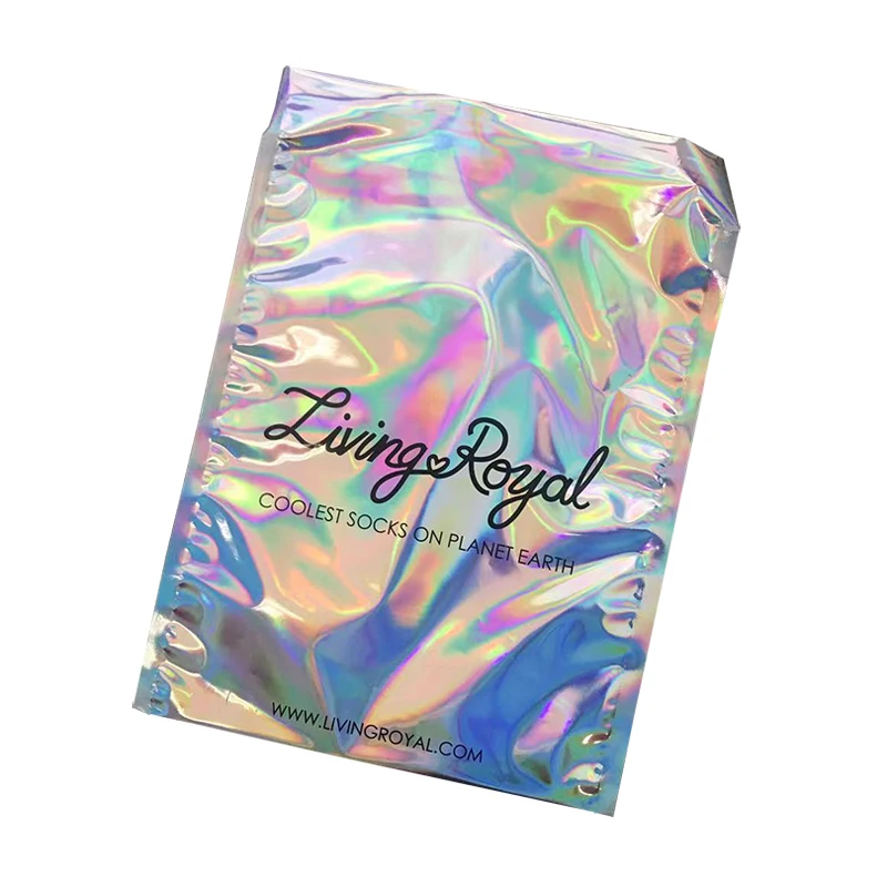 

Big size Laser Self-seal Adhesive Cosmetic Package Bag Jewelry Clear Front Holographic Aluminum Foil Envelope Mailing Bags Pouch