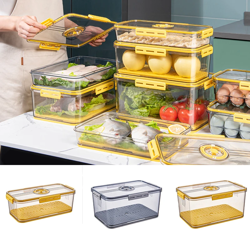 

Refrigerator Storage Box Transparent Food Grade PET Plastic Chronograph Frozing Storage Box PLDI889