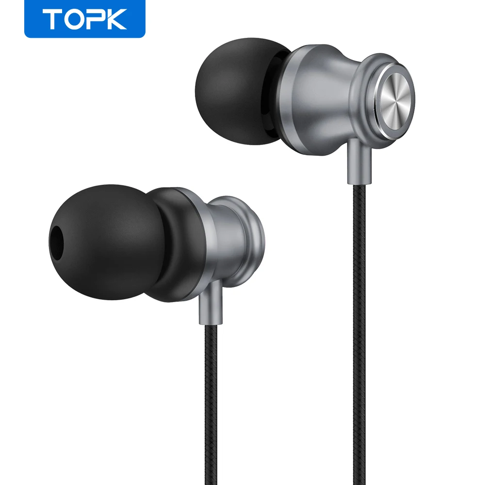 TOPK F08 бас наушники в ухо спортивные с микрофоном для iPhone Xiaomi Samsung HTC гарнитура 3 5 мм