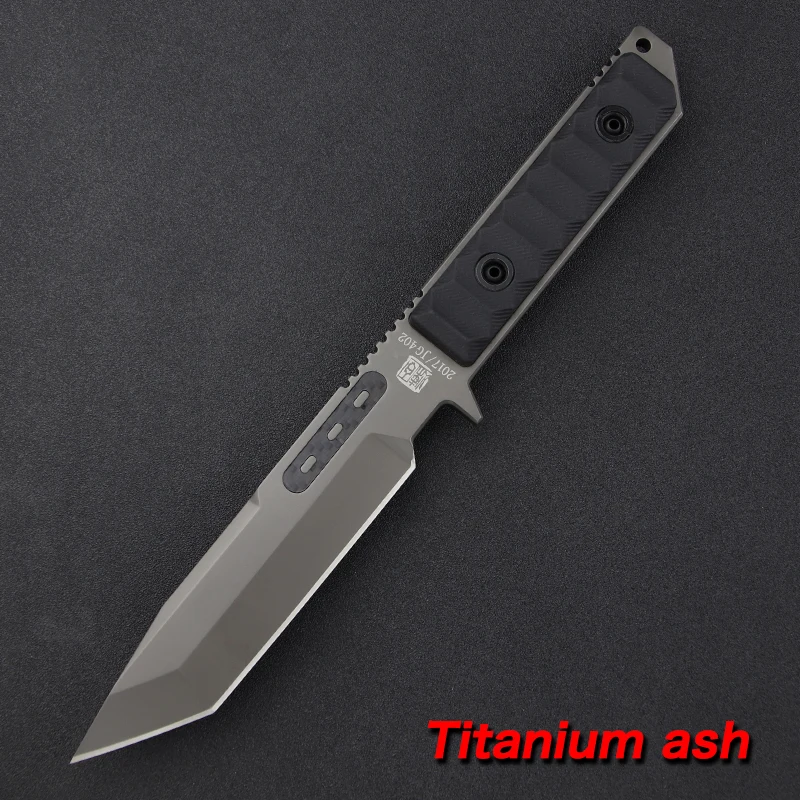 Titanium ash LENGREN 9cr18mov Steel outdoor Heavy knife 8MM thick Sharp Self Defense Hunting Knife Camping Survival Knife army knife - Цвет: Titanium ash