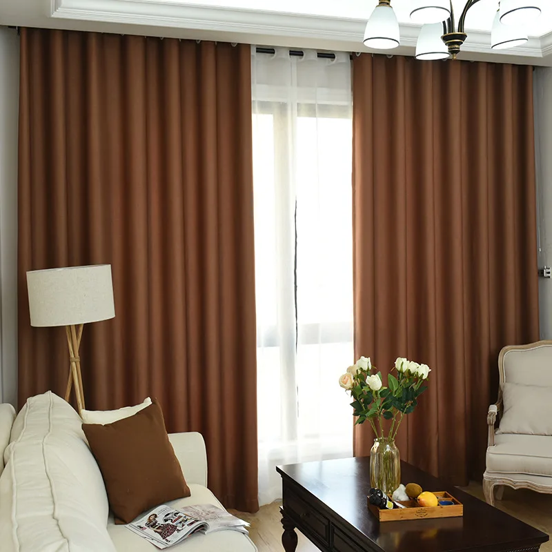Кофейная Затемняющая занавеска на окно для спальни зеленая ткань с драпировкой