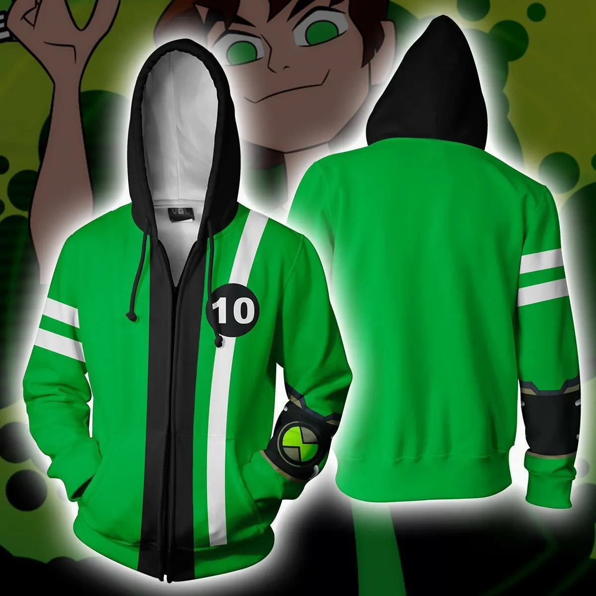 Ben 10 Alien Force аниме 3D толстовки с капюшоном рисунком Повседневная куртка для мужчин