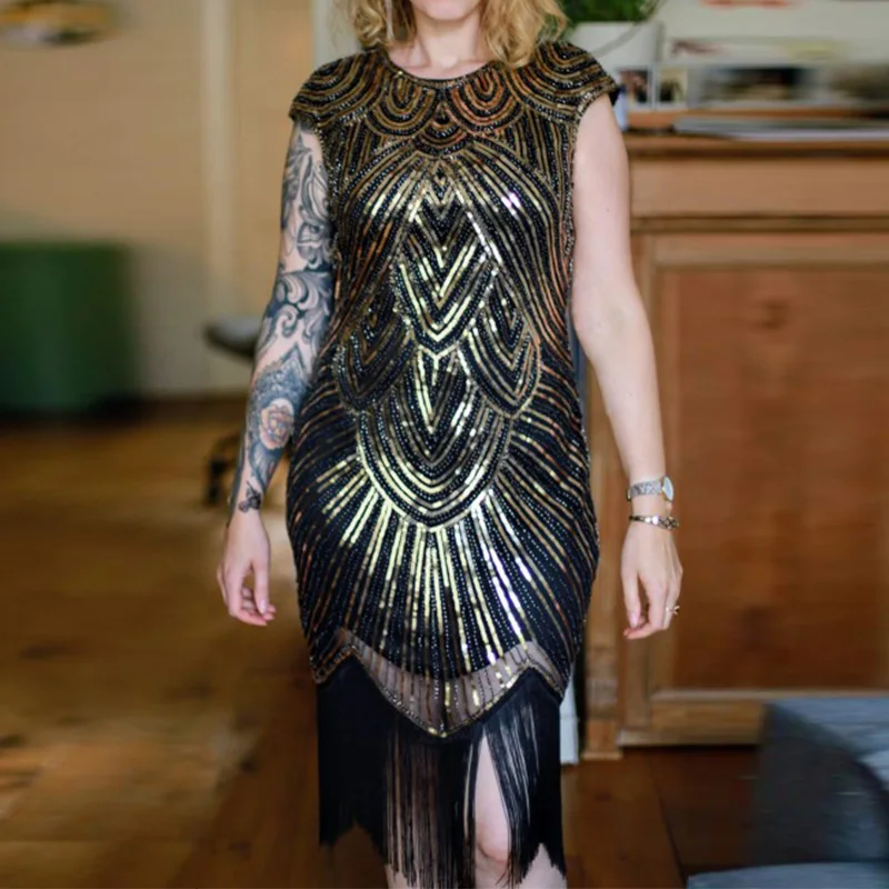 1920s винтажное платье с пайетками для женщин вечеринок в стиле Грейт Гэтсби