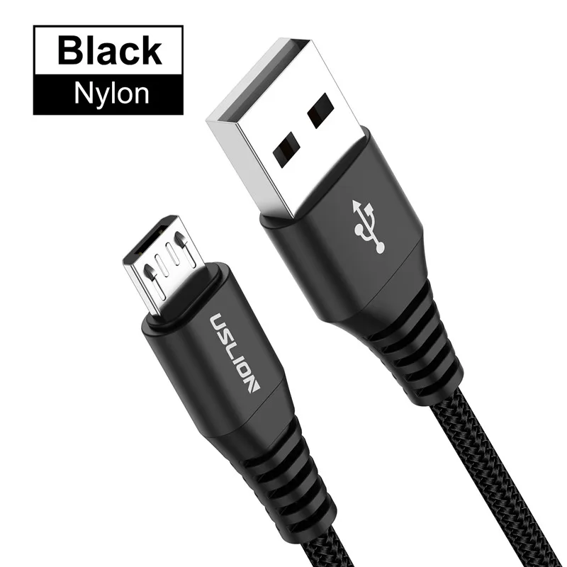 Black USLION 3A Micro USB быстрый заряд кабеля USB кабель для передачи данных провод для Samsung Xiaomi Redmi Note 4 5 Android кабель Microusb Быстрая зарядка - Цвет: Black