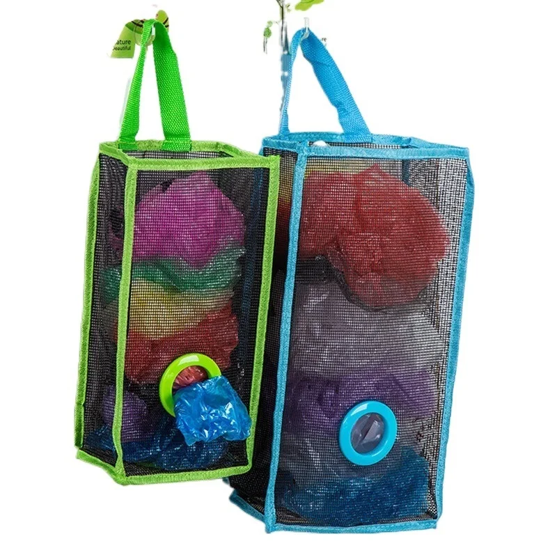 

2021NEW Useful Fashion hanging breathable plastic grid garbage bag socks sundries storage organizers kitchen bathroom storage