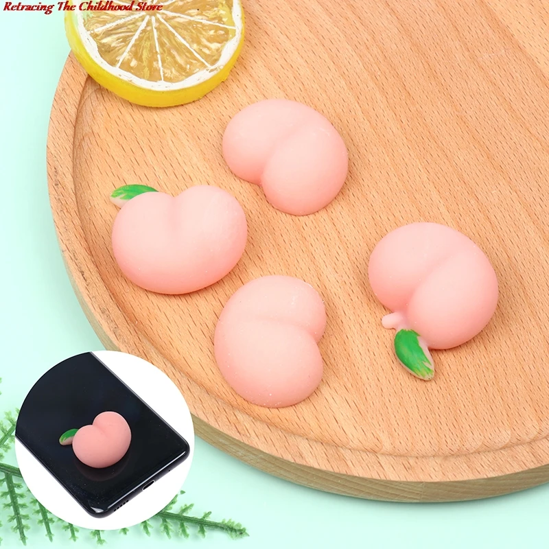 

2Pcs Pinch Decompress Cute Peaches Butt Soft Silicone Decompression Toy