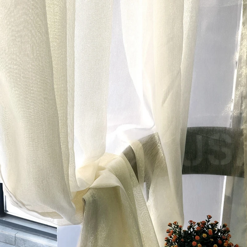 Блестящий Золотой Шторы Тюль современные все матч сплошной Цвет вуаль для