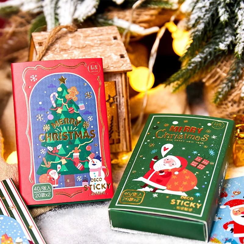 40 шт./корт. Рождественская тематическая коробка наклейка бронзовые канцелярские