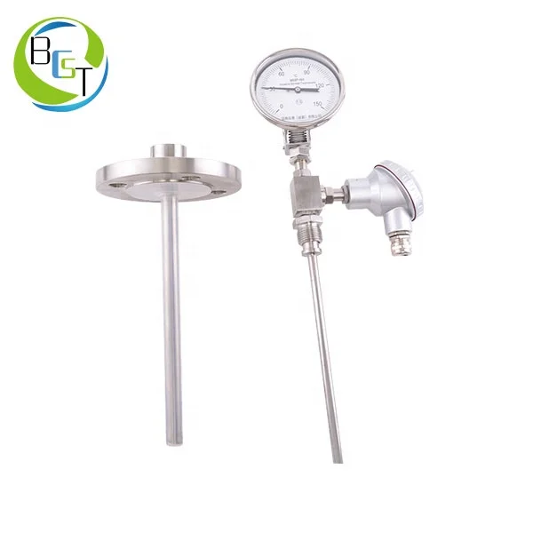 Bimetal Thermometer with PT100 RTD Sensor Temperature Transmitter |