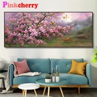 Большая 100% квадратная круглая алмазная живопись цветок Дерево Птицы 5d алмазная вышивка мозаичный узор природный пейзаж 3d искусство,