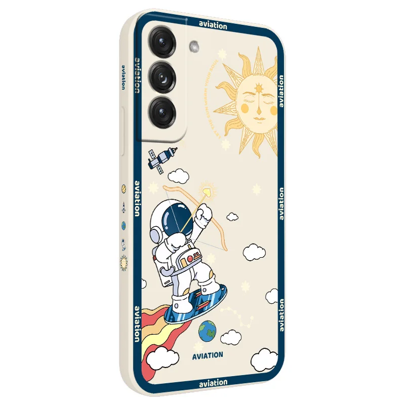 

Sun Astronaut Liquid Silicone Case For Samsung Galaxy S21 S22 S20 FE S10 S9 Ultra Plus S10e Note 20 ultra 10 9 Plus Back Cover