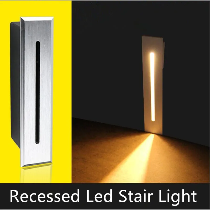 

3W Aluminum LED Stairs Wall Lamp AC85-265V Recessed Step Lamp Pathway Wall Corner Lamps Lighting With Indoor Outdoor Decoration