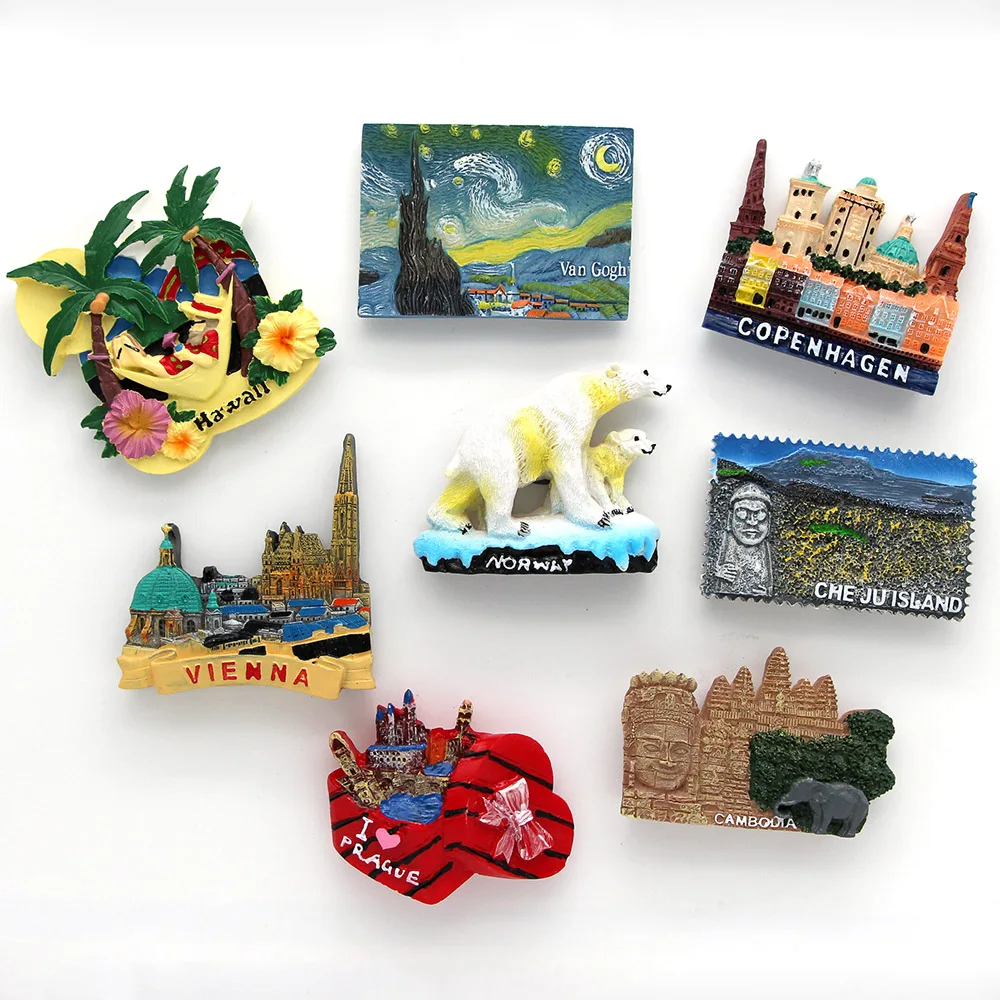 Мировой туристический холодильник Норвегия полярный медведь Прага магнитные