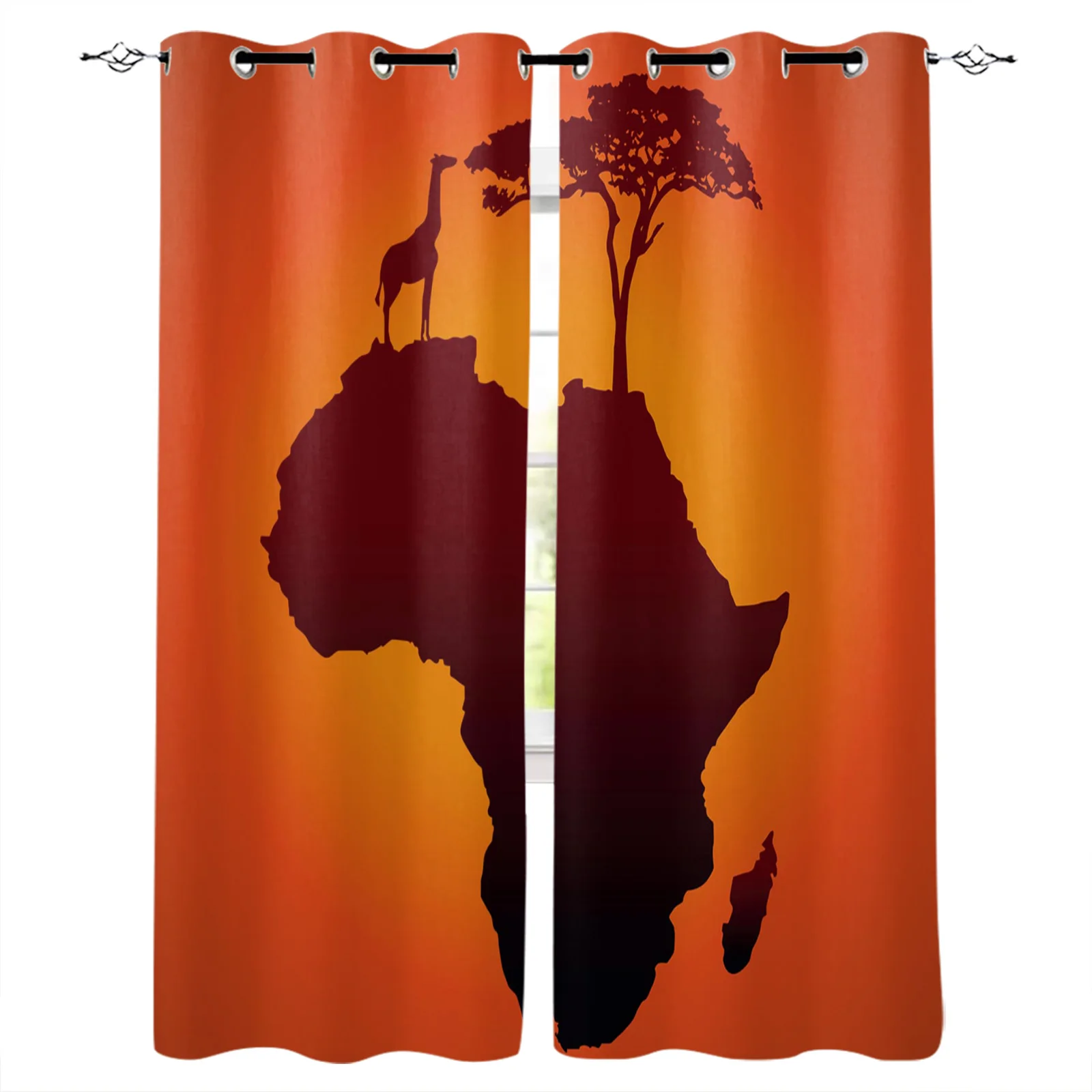 Map Animal Giraffe Tree Curtains for Living Room Bedroom Kitchen Window Treatment Curtain Home Decoration | Дом и сад