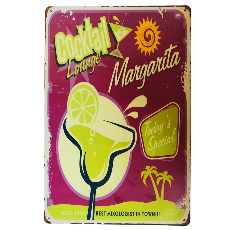 

Vintage Cocktail Metal Tin Signs Mojito Poster Plate Bar Cafe Pub Club Retro Wall Plaque Home Decor