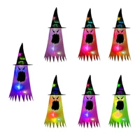 7pcsset halloween led lighted witch hats string battery operated party garden glowing ghost shining caps festvial supplies