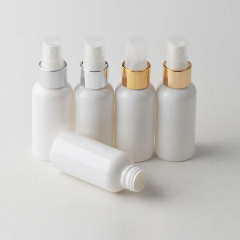 Пустая белая пластиковая бутылка распылитель 50 шт./лот 75 мл Золотой/Серебряный