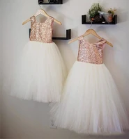 rose gold flower girls dresses sequins tutu baby girls dresses for teens formal infant birthday party gown
