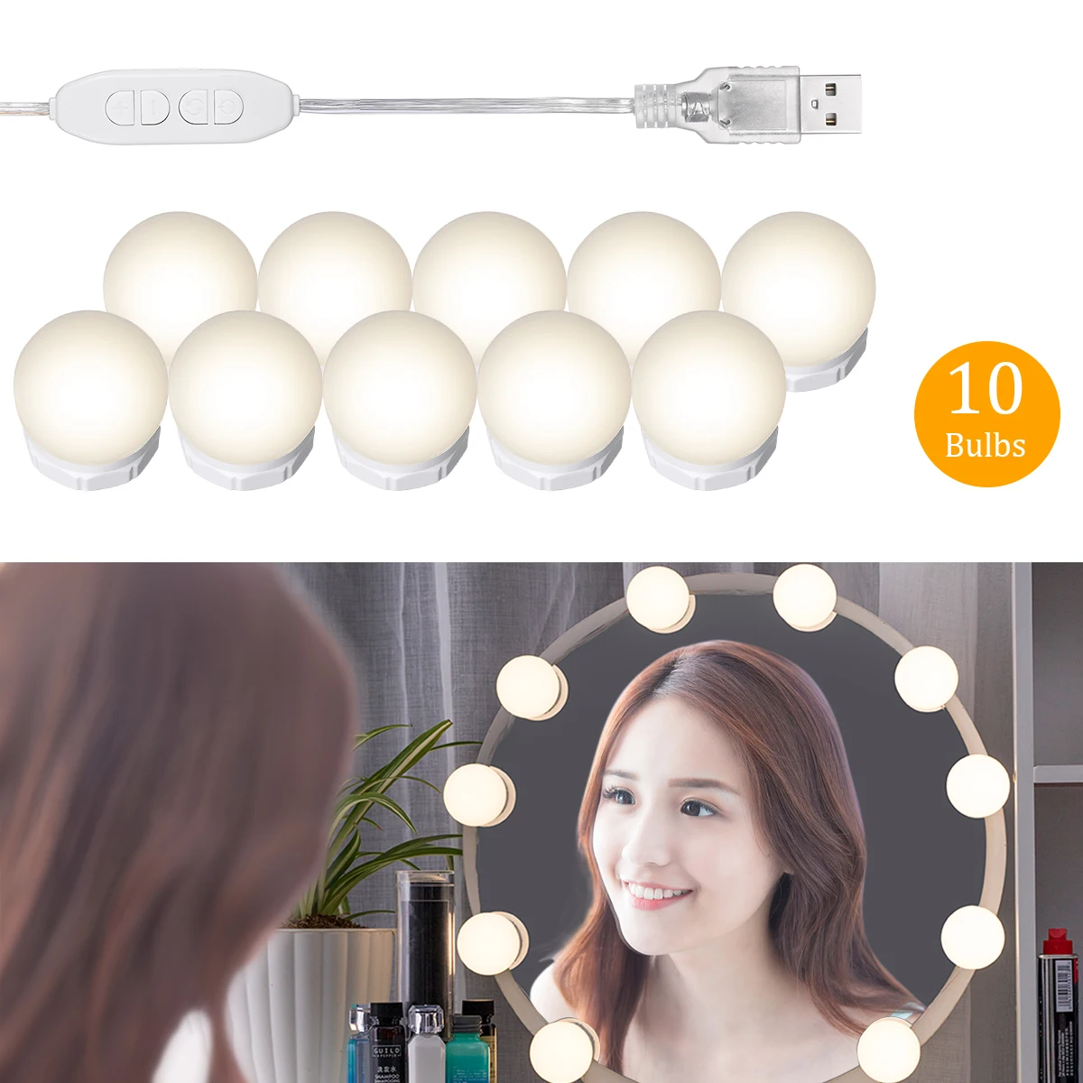 

Wall Lamp LED Makeup Mirror Vanity Led Light Bulbs Hollywood Style Led Lamp Touch Switch USB Cosmetic Lighted Dressing table